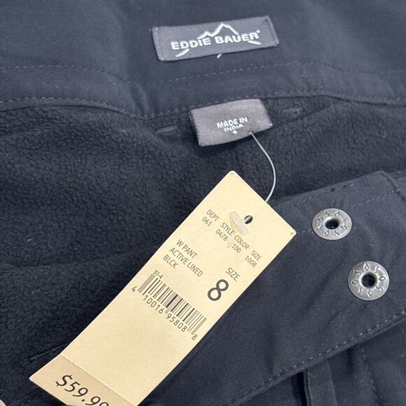 Eddie Bauer Women’s Fleece Lined Black Active Pants Moisture Wicking Pants - Picture 5 of 8